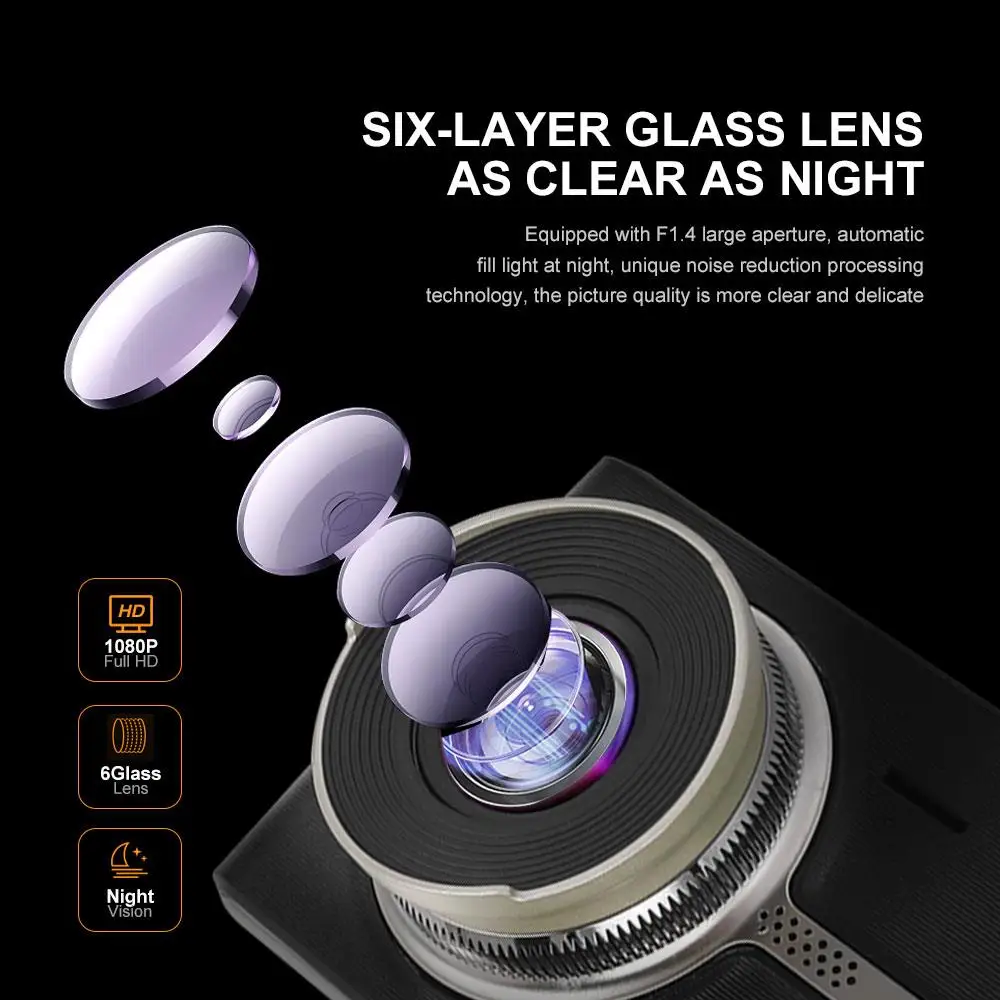 

1080P HD 4Inch Loop Recording Dash Cam Durable Dual Lens Car Camera Universal Gravity Sensor Driving Recorder Motion Detection