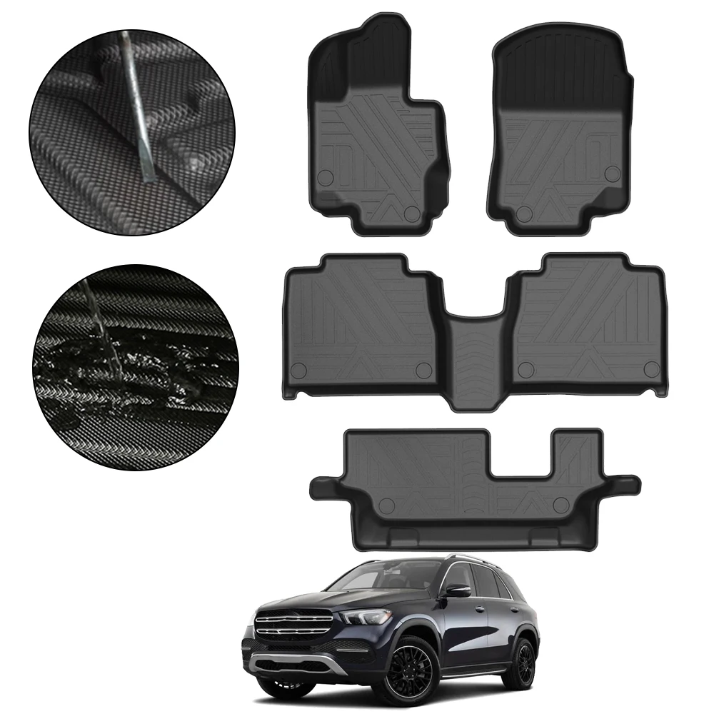 

Car Floor Mats For Mercedes-Benz GLE-Class 2020 TPE With Cup Holder Holes Modification Accessories Waterproof All-Weather