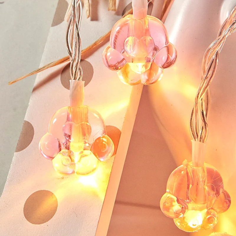 Фея милый розовый кот следы батарея USB разъем гирлянды 3 м светодиодный украшения