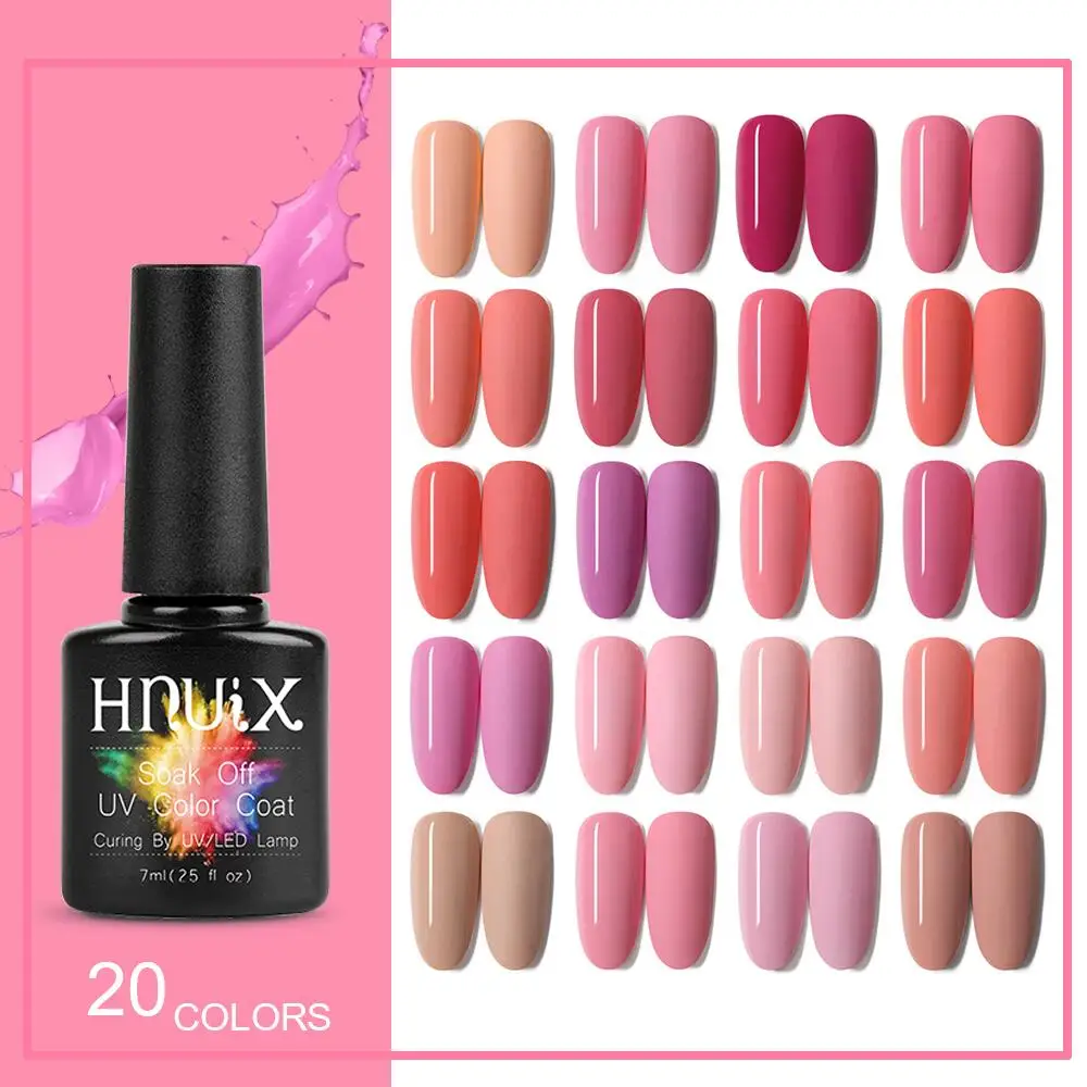 

HNUIX Gel Polish Set UV Vernis Semi Permanent Primer Pink Top Coat 7ML Varnish Gel Nail Art Manicure Gel Lak Polishes Nails