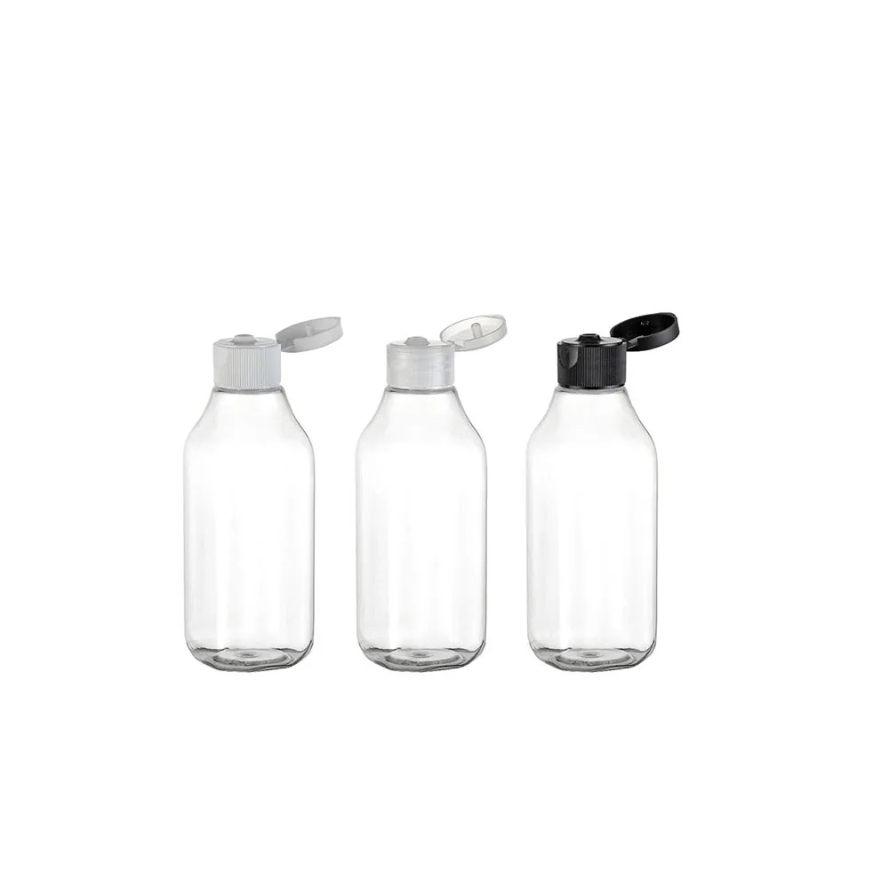 

50pcs 100ml clear shampoo plastic travel bottle with flip top cap,refillable travel shampoo packaging PET square bottles