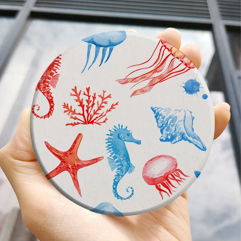 

Cute Printed Japan Diatom Mud Glass Coster Fish Seafood Beautiful Placemats Placemats Dining Table Coffee Table Tea Cup Holder