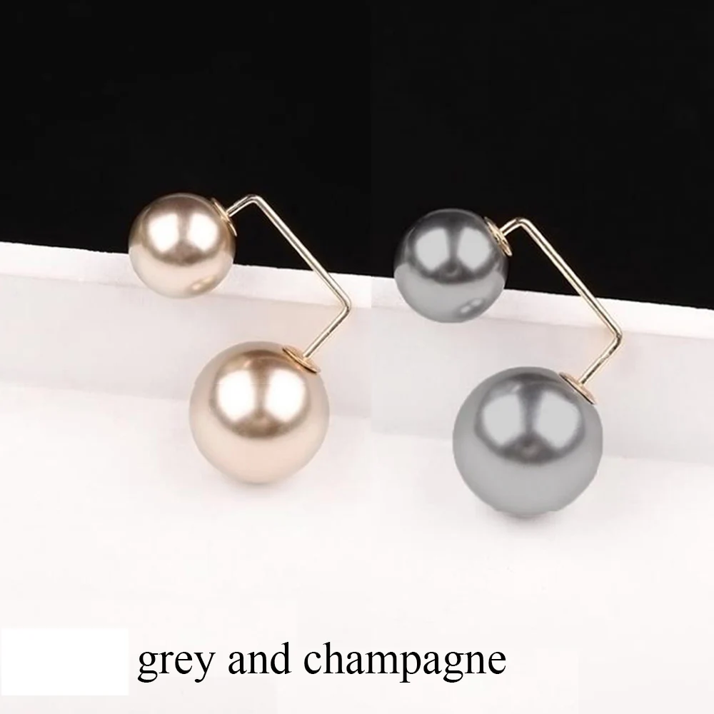 grey and champagne 2 шт./компл. простые серьги с двумя жемчужинами, брошь свитер воротник одноразовые иглы, брошь на застежке, Костюмы аксессуары Броши для Для женщин - Окраска металла: grey and champagne