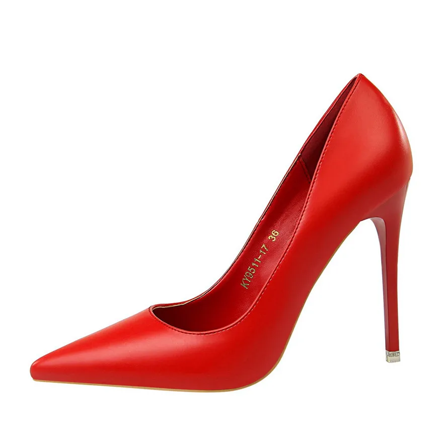 

BIGTREE Soft Leather Shallow Fashion Women's High Heels Shoes Candy Colors Pointed Toe Women Pumps Show Thin Female Office Shoe