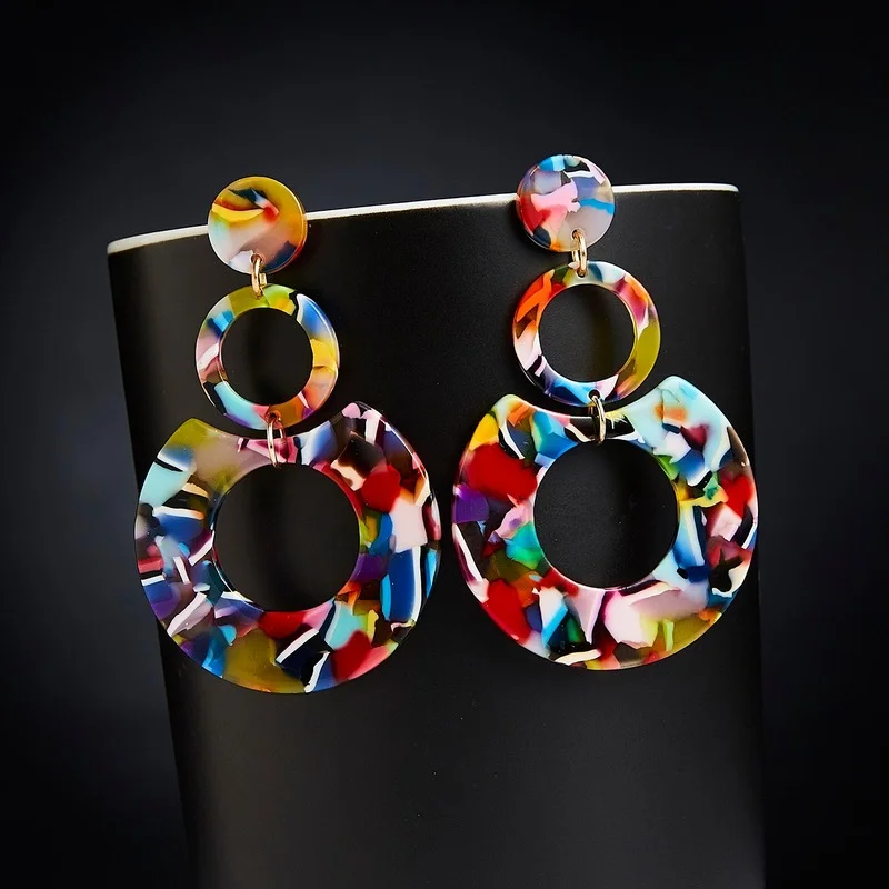 

Geometric acrylic Exaggerated Drop Earrings for Women Vintage Resin acetic acid Dangle Earring Girl Wedding birthday Jewelry