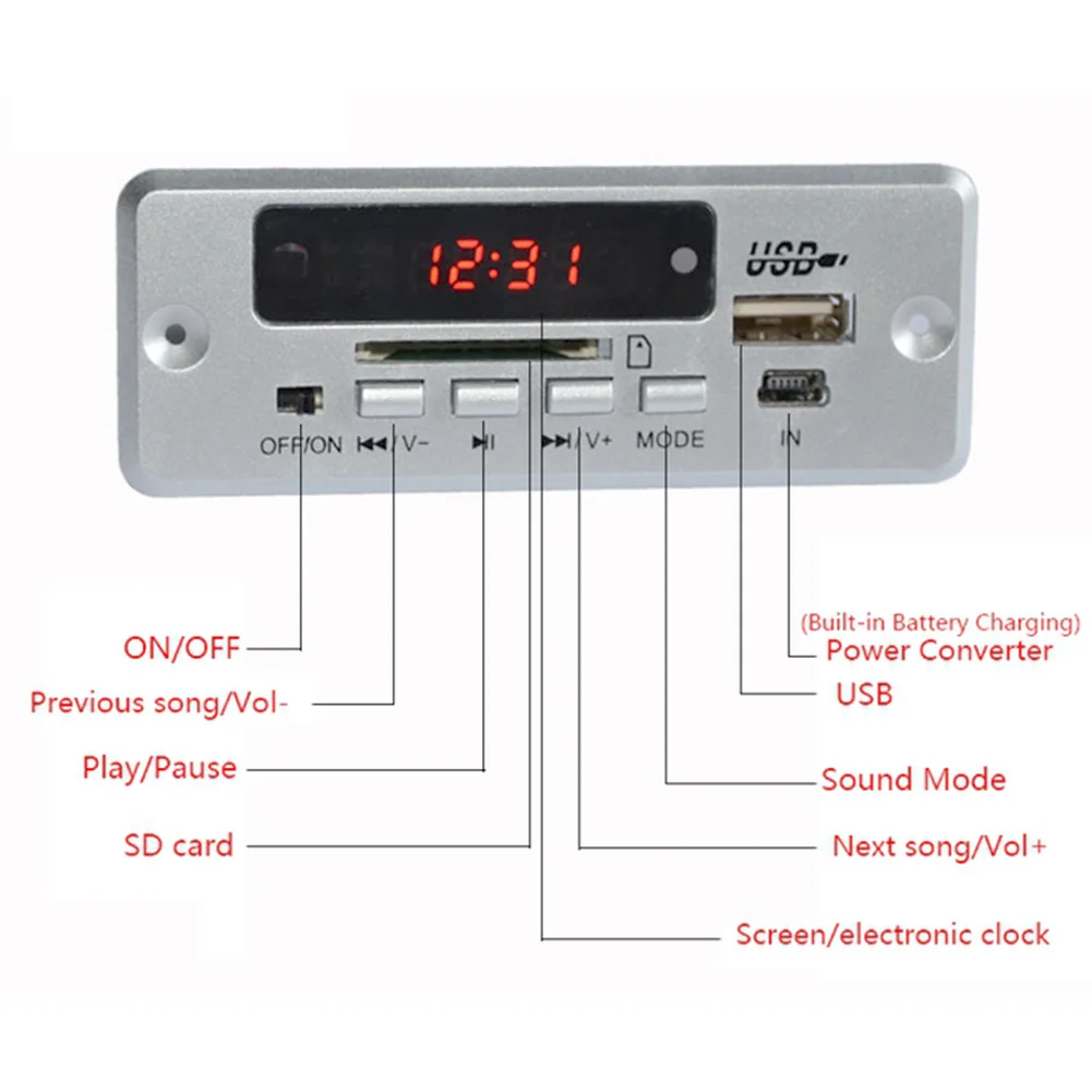 12 В FM радио беспроводной сигнал Led USB аудио декодер карта модуль Плата для