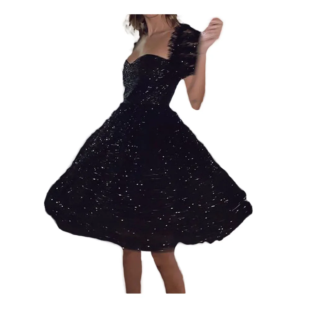 

Платье-мини женское летнее, черное, повседневное, праздничное, с коротким рукавом, 2021