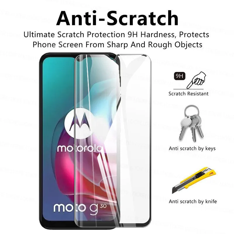 Cristal templado 4 en 1 2.5D para Motorola Moto G30, Protector de pantalla para Moto G30, pel&iacute;cula de lente de c&aacute;mara para Moto G100, G60, G50, G20-2