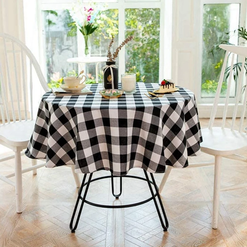 55 Inch Buffalo Plaid Round Tablecloth Checkered Table Cover for Wedding Kitchen Dinning Room | Дом и сад