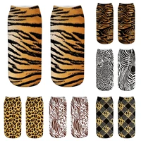 new 3d animal skin socks comfortable soft ankle socks funny leopard tiger zebra snake skin socks elastic sports autumn socks