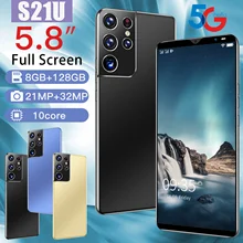S21U New Cellphone 5.8 Inch Android 10.0 Cellphone Global Version Unlocked Phone 8GB RAM + 128GB ROM MobilePhone Celular