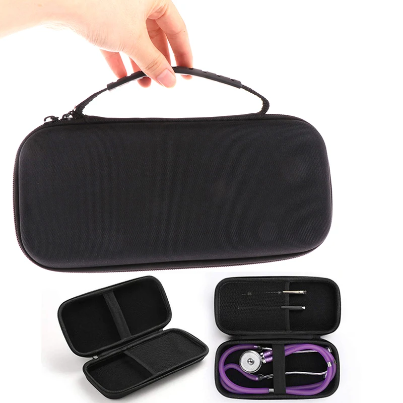 

Medical Organizer Phonendoscope Case Black Portable Stethoscope Case Storage Box EVA Hard Shell Carrying Travel Protective Bag
