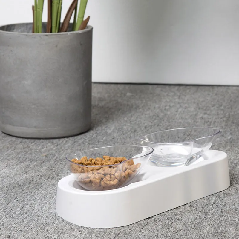 

Non-slip Double Cat Bowl 360 Degree Rotation Dog Bowl With Raised Stand Pet Cat Heart Shape Water And Food Bowls Dog Feeder &