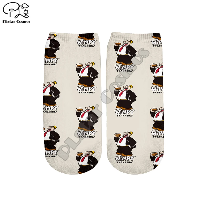 

Plstar Cosmos Cartoon Summer 3DPrint Socks Popeye Sailor Spinach Half-Hose Man Women Funny Unisxe High Quality Dropshopping-a2