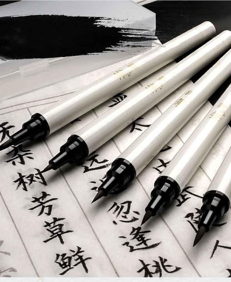 

10pcs Brush small regular script new soft-haired pen-style calligraphy portable soft art pen can add ink fine brush beginner set
