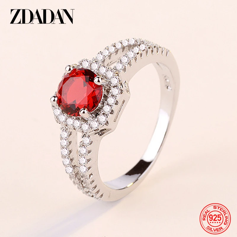 ZDADAN 925 шарма стерлингового серебра с украшением в виде кристаллов CZ кольцо для