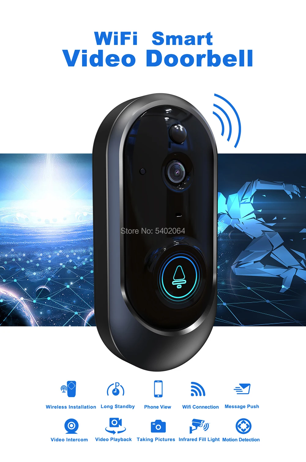 Lastpower M108 Wi-Fi дверной звонок умный дом умный дверной звонок мобильный пульт дистанционного управления видео 1080P беспроводной пульт дистанционного управления