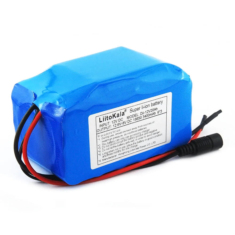 

LiitoKala 12v 20Ah lithium battery 20ah high current large capacity 20000mAh xenon lamp motor mobile backup battery 12.6V3A