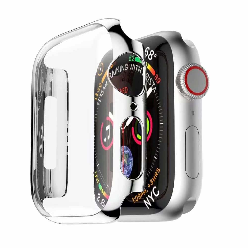 Чехол для часов Apple Watch 4, 44 мм, 40 мм, чехол для ПК, Защита экрана для iWatch 5, защитный чехол, ремешок для часов, аксессуары - Цвет: SILVER