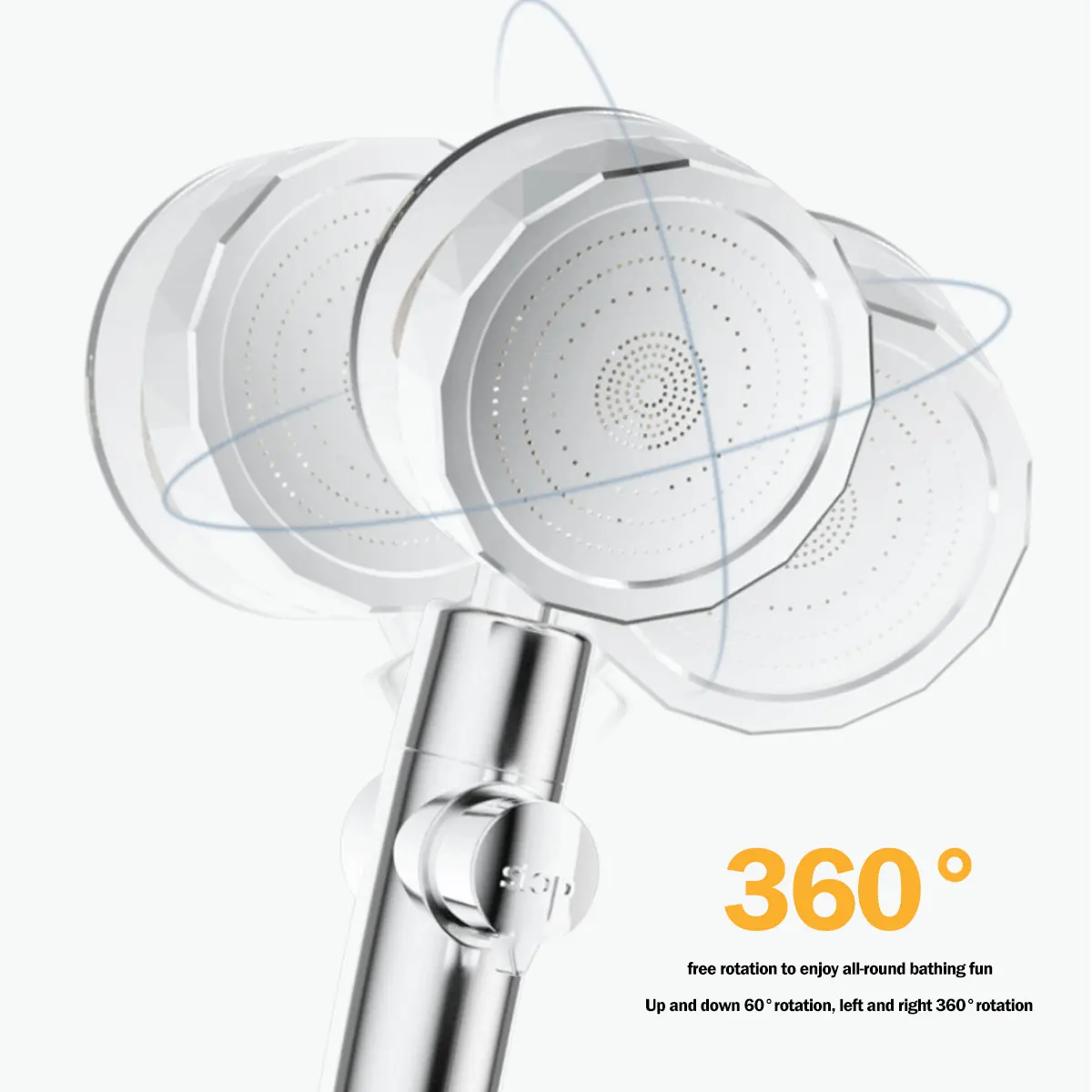 Душевая головка высокого давления с отсоединяемым насадкой для ручного душа, поворотом на 360 градусов для экономии воды.