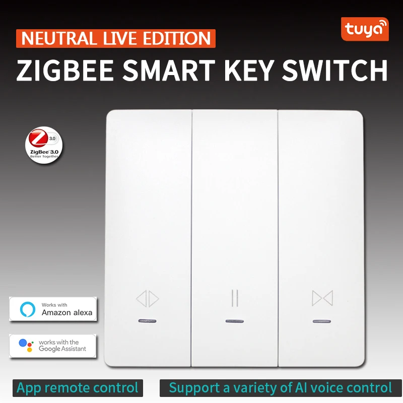 Смарт-переключатель Tuya Zigbee для занавесок панели 86 граффити версия Zero Fire