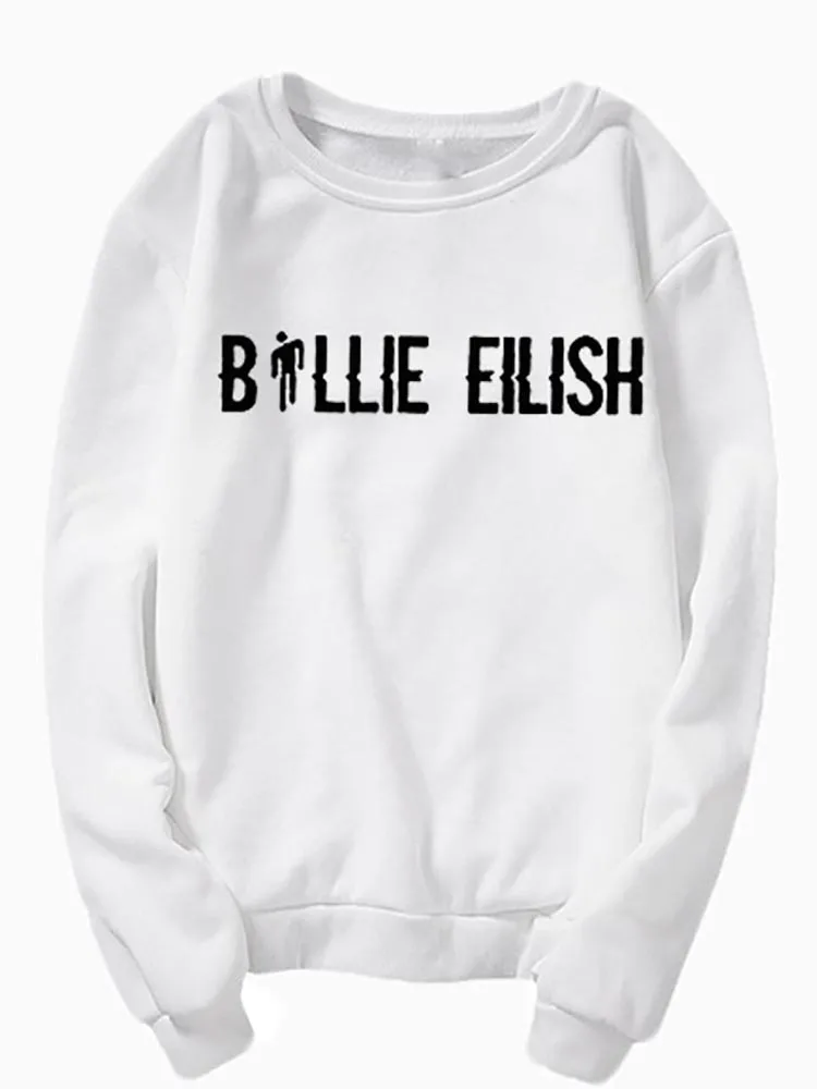 Sweatshirt white Billie Eilish, модные толстовки с принтом, с длинным рукавом, с капюшоном,,, повседневные, трендовые, Харадзюку, уличные, хип-хоп толстовки - Цвет: Sweatshirt white