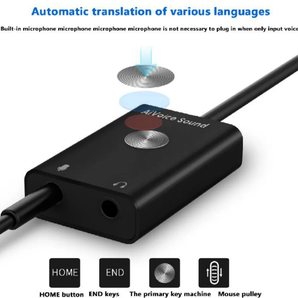 Интеллектуальный голосовой переводчик AI Assistant поиск Поддержка 24 языков USB