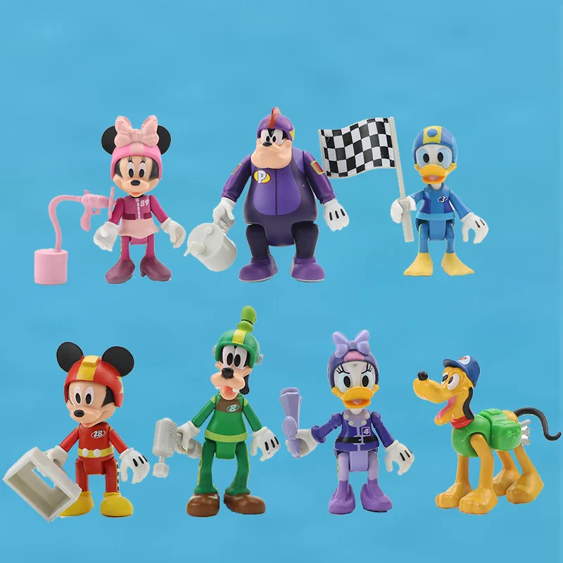 Disney 7 шт./компл. творческий с анимационным персонажем гоночный украшения Микки