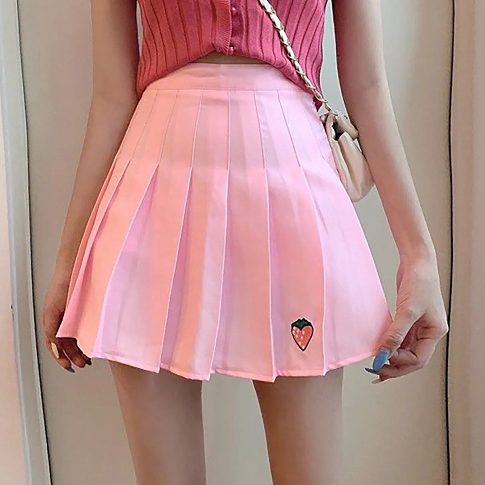 

Women High Waist Pleated Skirt Tutu Multicolor Pleated Mini Skirts Summer Solid Embroidery A-line Skirt Ladies Girls Dance Skirt