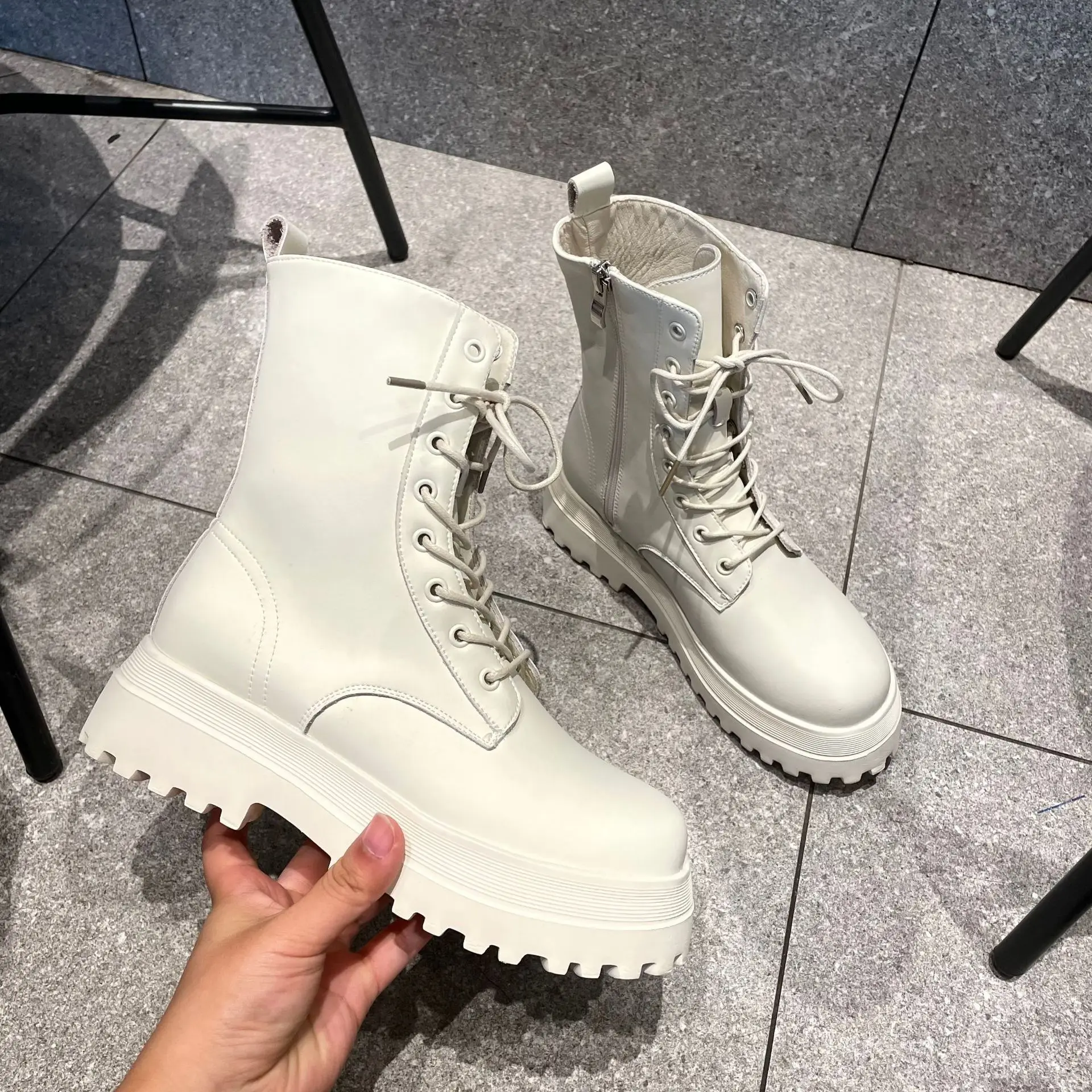 

Женские ботильоны на плоской подошве, повседневные короткие ботинки на шнуровке, Размеры 35-39, обувь для осени и зимы, 2021