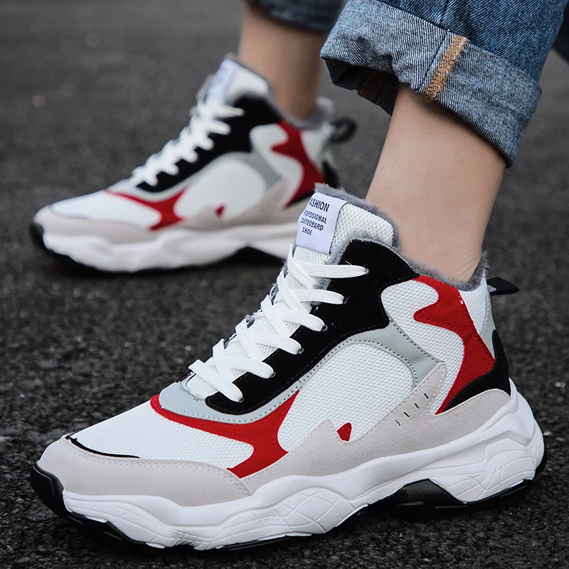 Men Snow Boots Winter Warm Shoes for Fashion Comfortable High Top Outdoor Sneakers Ankle Botas With Fur Casual Mesh Flat | Обувь