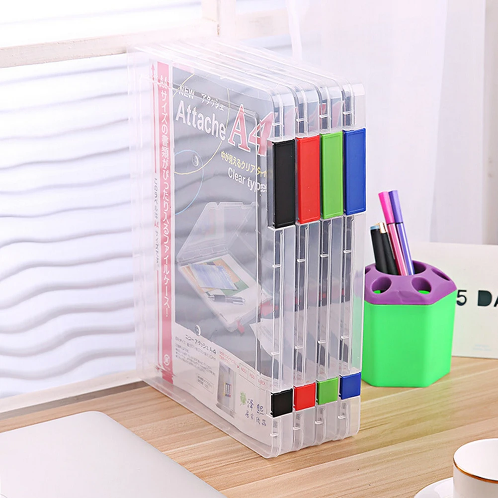 

2 Colors A4 Transparent Storage Box Clear Plastic Document Paper Filling Case File PP Office Organizer Invisible Storage Cases