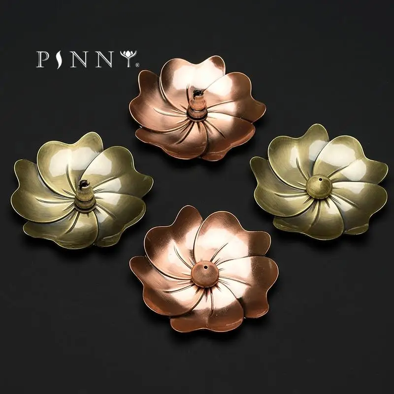 

PINNY Metal Sakura Stick Incense Holder Alloy Coil Incense Base Buddha Decor Room Fragrance Creative Sandalwood Incense Burner