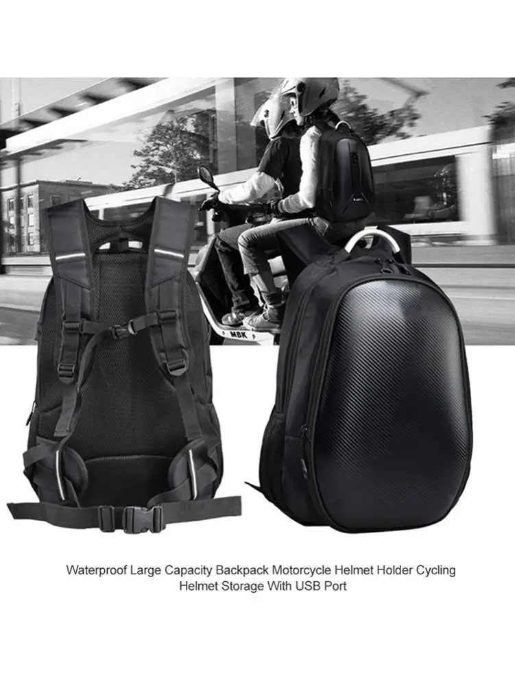 

Motorcycle Backpack Helmet Hard Shell Storage Bag Riding Travel Computer Bag for Men