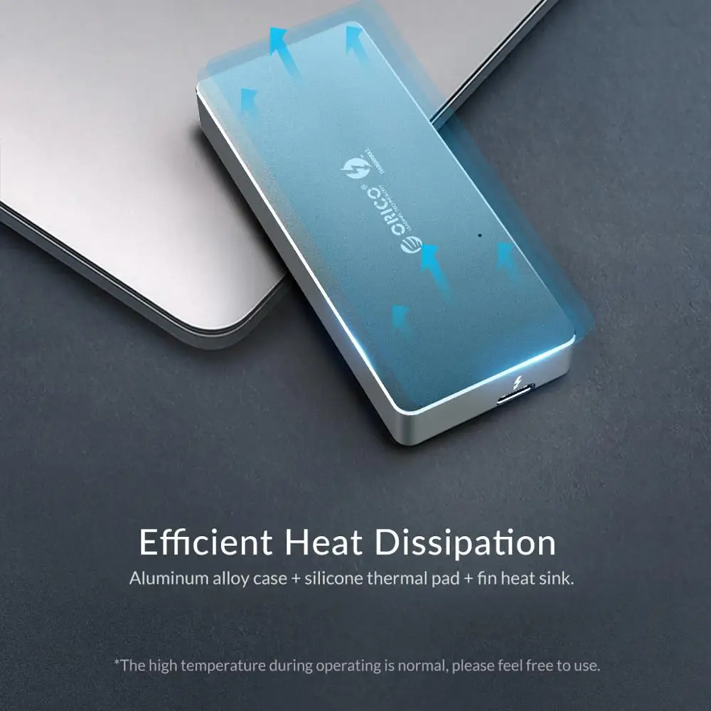 ORICO M.2 NVME Thunderbolt 3 40Gbps SSD Case Support 2TB Aluminum Type-C with 40Gbps Thunderbolt 3 Cable USB C Hard Drive Box