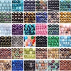 Браслет из натурального камня, 4-10 мм, круглые бусины из лунного камня тигровый глаз, лавовый, опал, розовый кварц, для самостоятельного изготовления ювелирных изделий