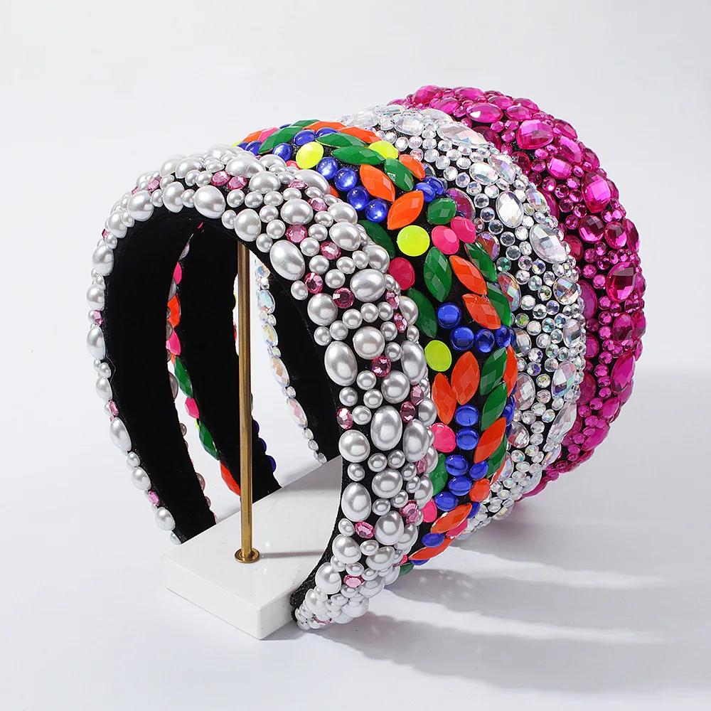 

New Baroque Style Exaggerated Resin Headband for Women Girls Vintage Bright Color Fashion Hair Accessories Headdress Headwear