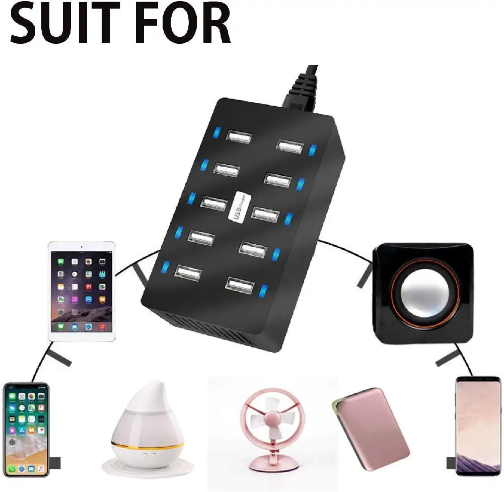 Зарядное устройство acekool для путешествий с 10 портами usb-устройства зарядки