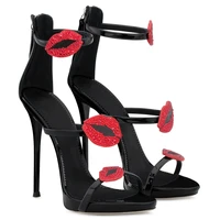 super high heeled sandals sexy dinner party thin heels shoes women rhinestone nightclub night show roman gladiator sandalias