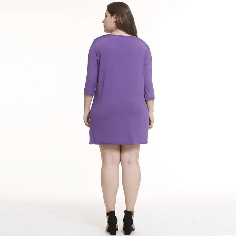 

Women Plus Size Casual Blouse Solid Hollow Out Three Quarter Sleeve Asymmetrical Women Bouses and Tops for Office Lady Workwear