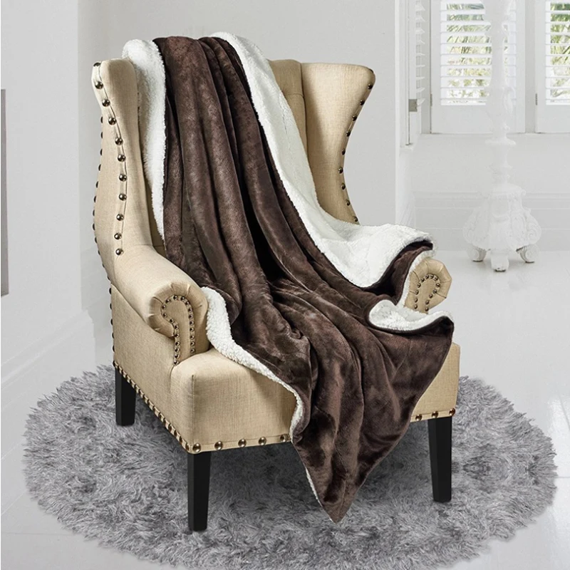 OLOEY одноцветное одеяло из овечьей шерсти плотное Двухслойное фланелевое 130x160 см