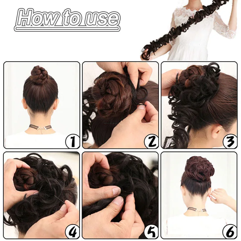 

Women's Long Synthetic Hair Ring Hair Piece Elastic Band Female Hair Bun Extention Wig Messy Hair Extensions