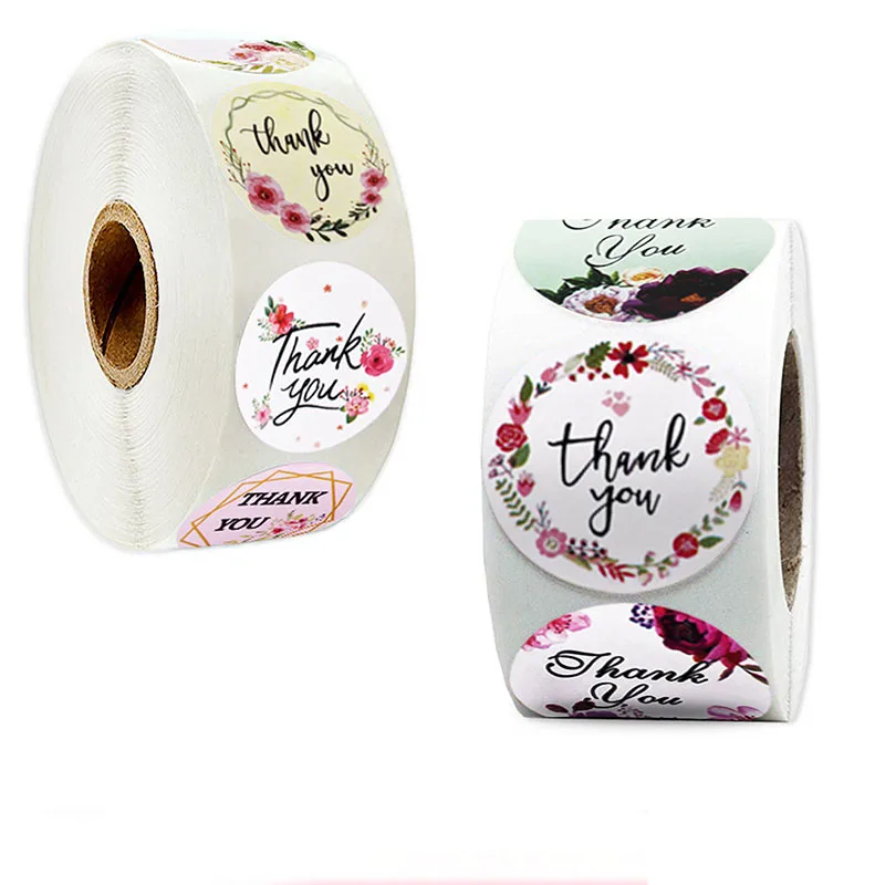 

Super Beautiful Flower Thank You Adhesive Sticker For Kids Fashion Gift Box Decoration Sealing Stationery Stickers