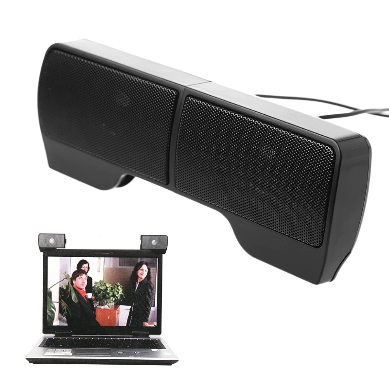 Mini USB 3.5mm Stereo Speaker Wire Control Laptop Clip Screen Computer | Электроника