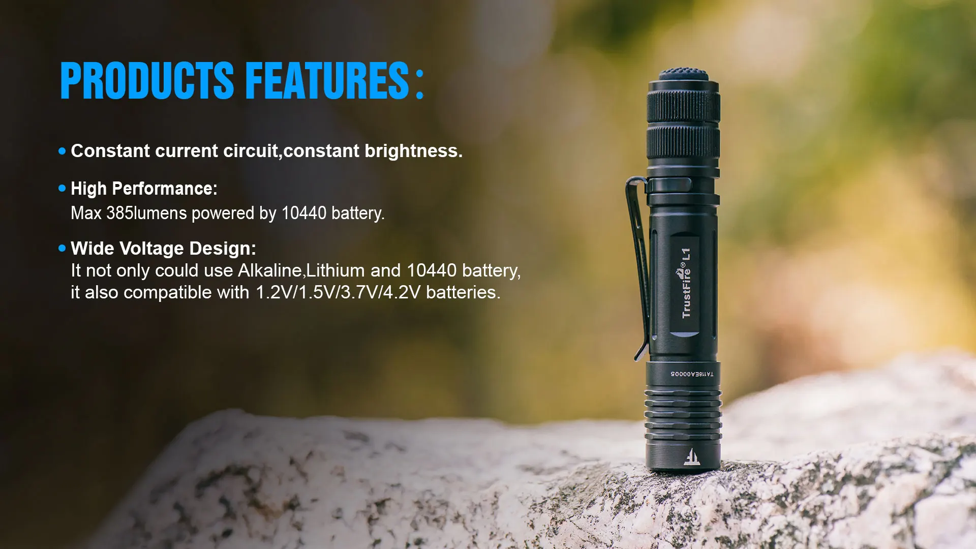 Trustfire L1 фонарь тактический EDC светодиодный фонарь с батареей AAA/10440 с зажимом, задний переключатель, наружная лампа для кемпинга, lanterna
