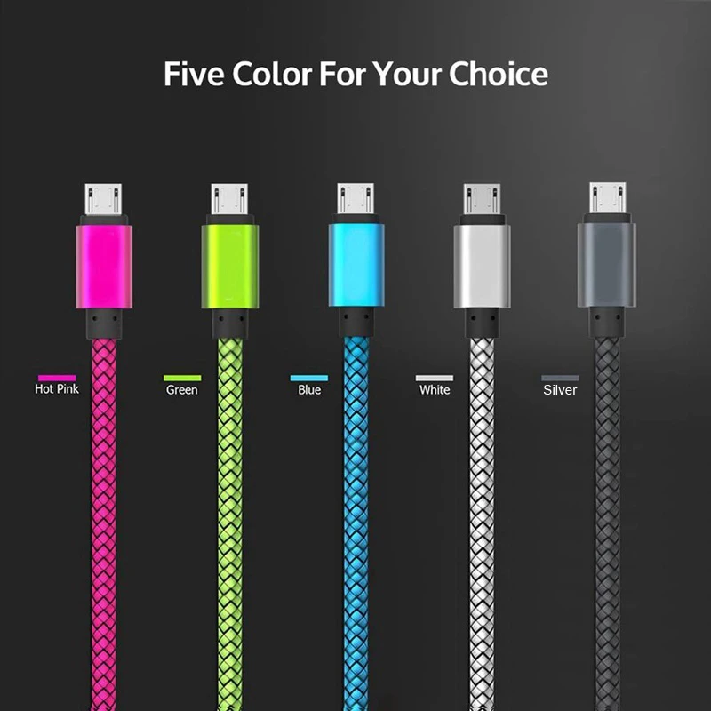 Кабель Micro USB 2A для быстрой зарядки нейлоновый Плетеный зарядный кабель Samsung S7 J3 J5