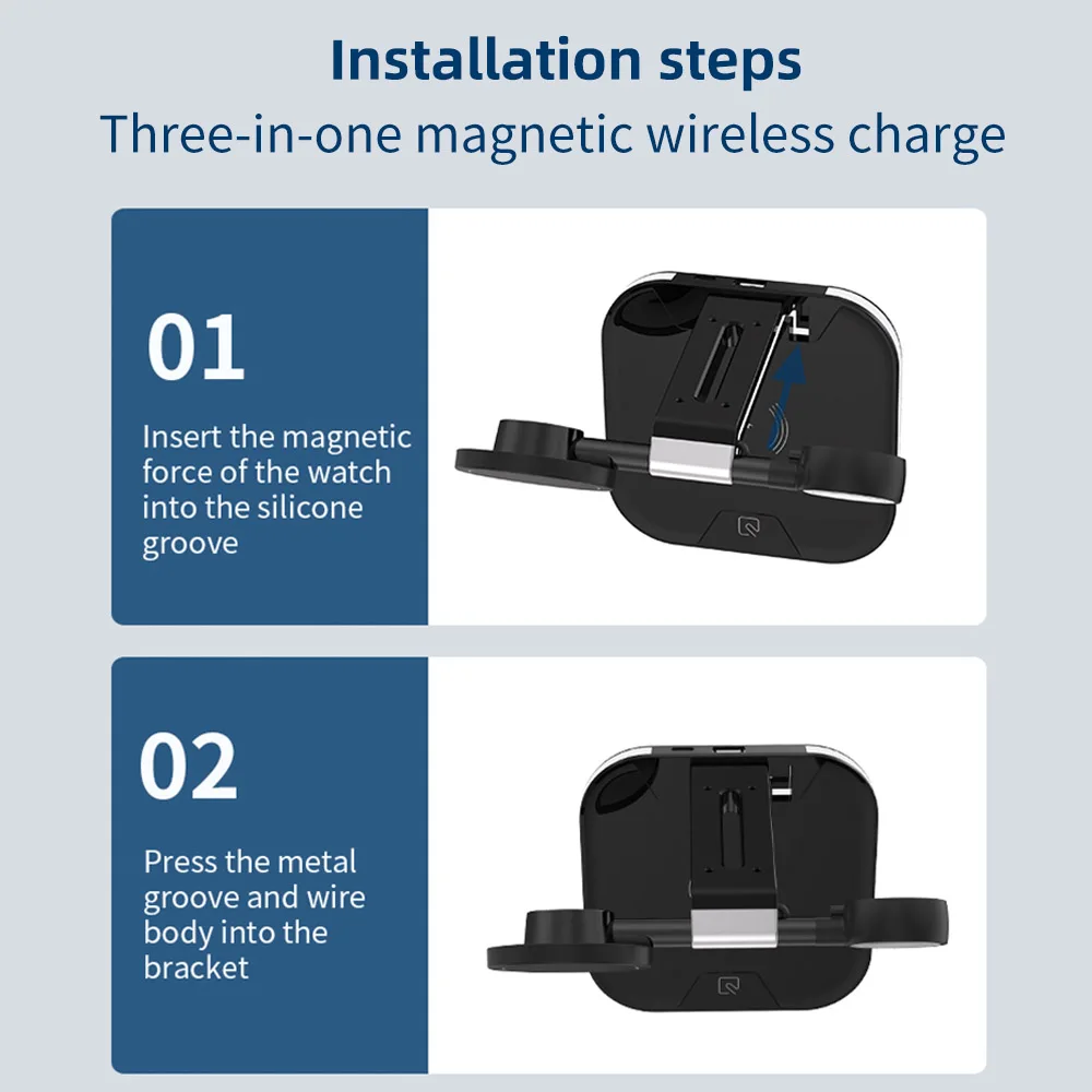 

3 In 1 Magnetic Fast Wireless Charger For Magsafe IPhone 12 Pro Max 15W QI Wireless Charging Dock Stand For Apple Watch AirPods