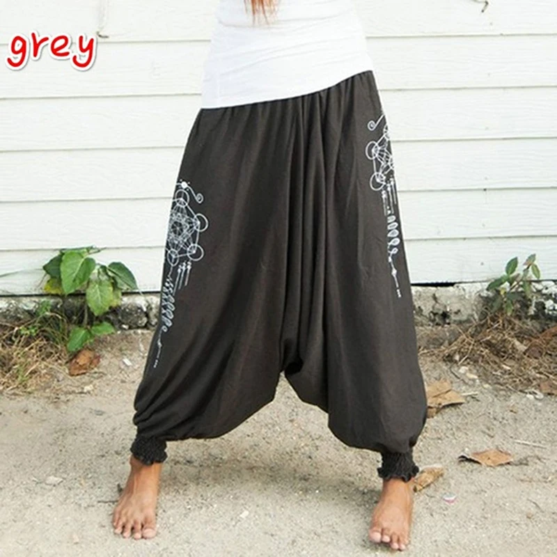 Женские Пляжные штаны Boho Gypsy хиппи женские широкие с геометрическим принтом