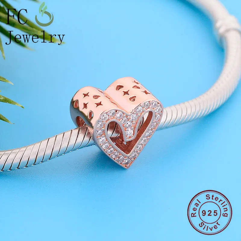 FC ювелирные изделия Fit оригинальный Pandora Шарм браслет 925 серебро розовое золото