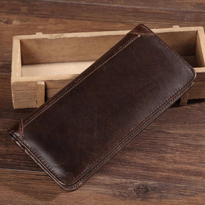 

50LD Men's Genuine Leather Long Wallet Bifold Money Card Holder Clutch Purse Slim Hot